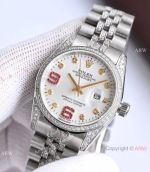 Swiss Copy Rolex Datejust Ruby Diamond Dial Stainless Steel Watch Lady Size